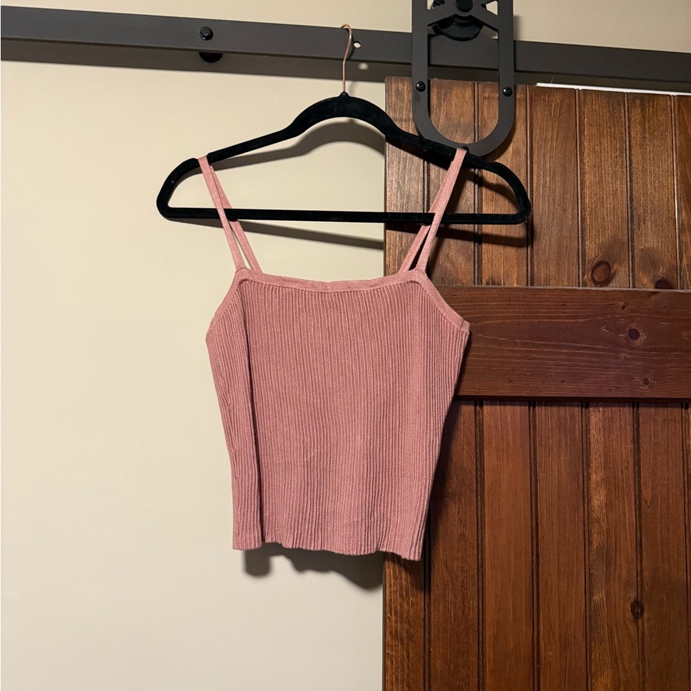 A&F Pink Textured Crop Top